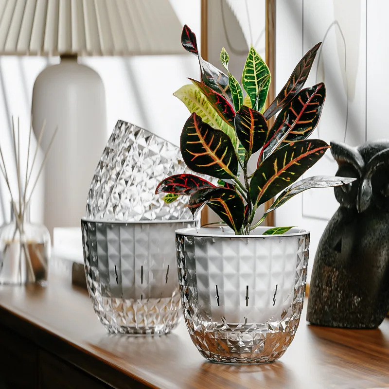 Aloe Vera Pot - 3pcs Transparent Double-Layer Self-Watering Pot -