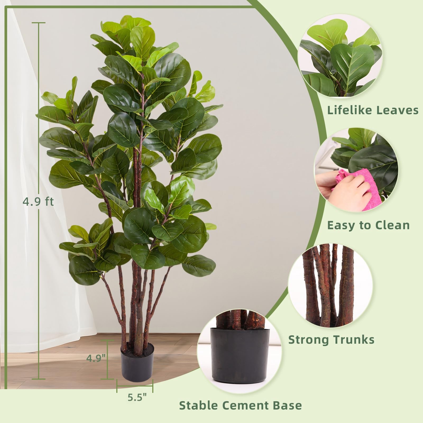 Fiddle Leaf Fig Tree Artificia - đánh giá và giá Ficus Lyrata Tree